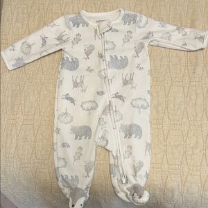 Carter's Cream and Gray Animal Print Footie